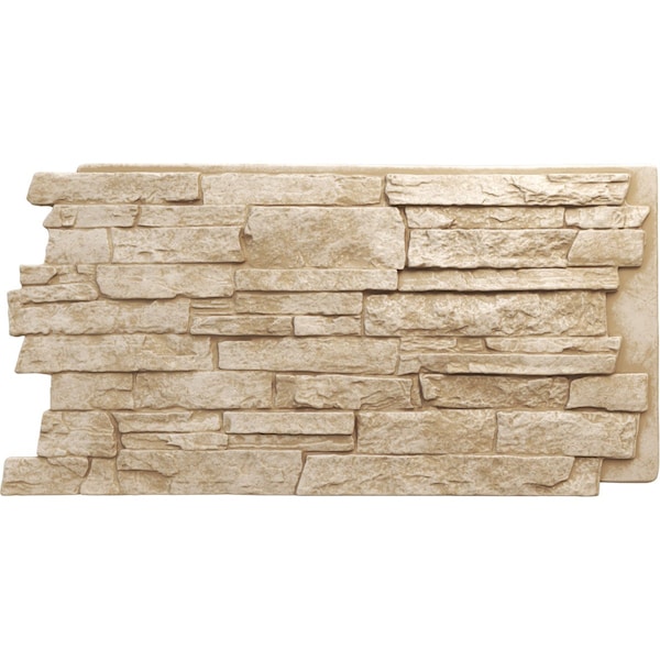 Ekena Millwork 49"W x 25 1/2"H x 1 1/4"D Acadia Ledge Stacked Stone, StoneWall Faux Stone Siding Panel, Sandstone PNU24X48ALSD - main